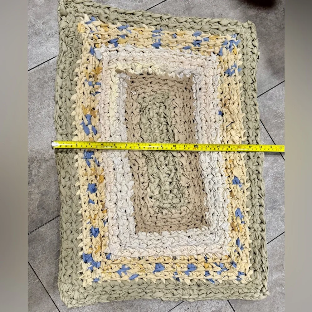 Handmade crocheted rag rug bathroom mat 18x28” rectangular